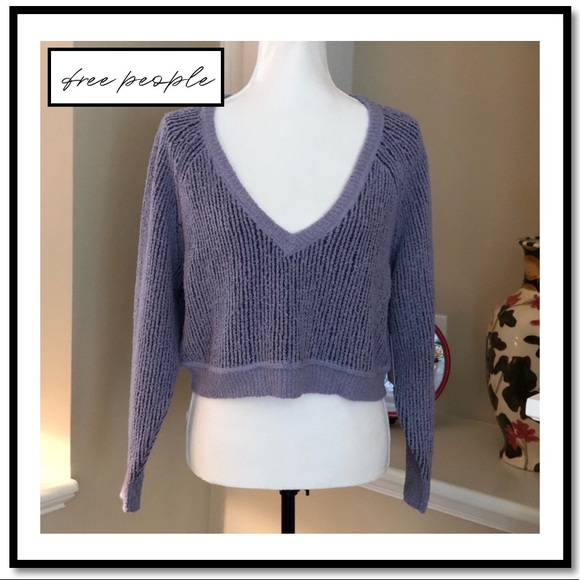 Free People Sweaters - Free People “Purple Moon” Cropped Sweater-Top